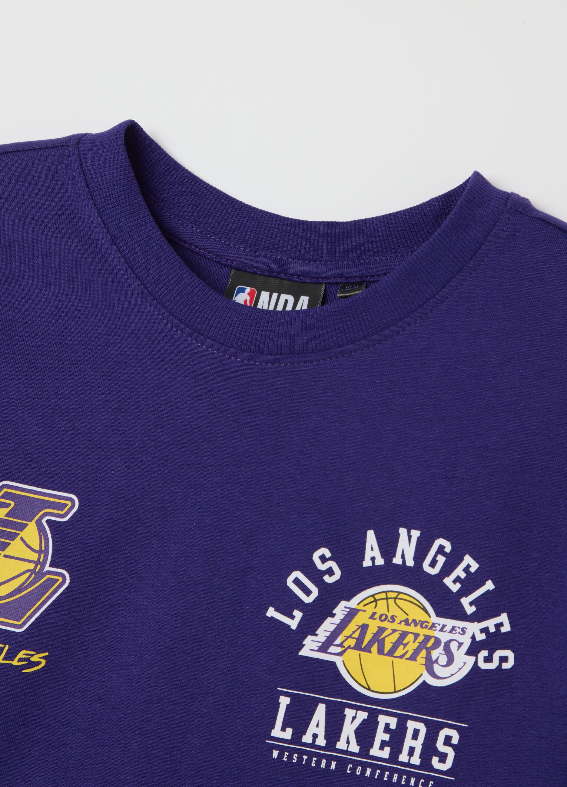 Boys' short purple regular fit set in 100% cotton with Los Angeles Lakers logo