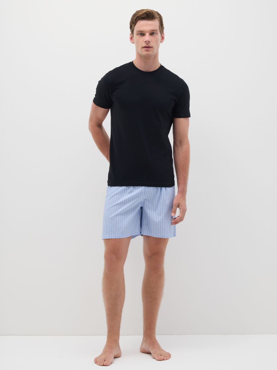 Men's multi-colour pure cotton regular fit striped shorts_0