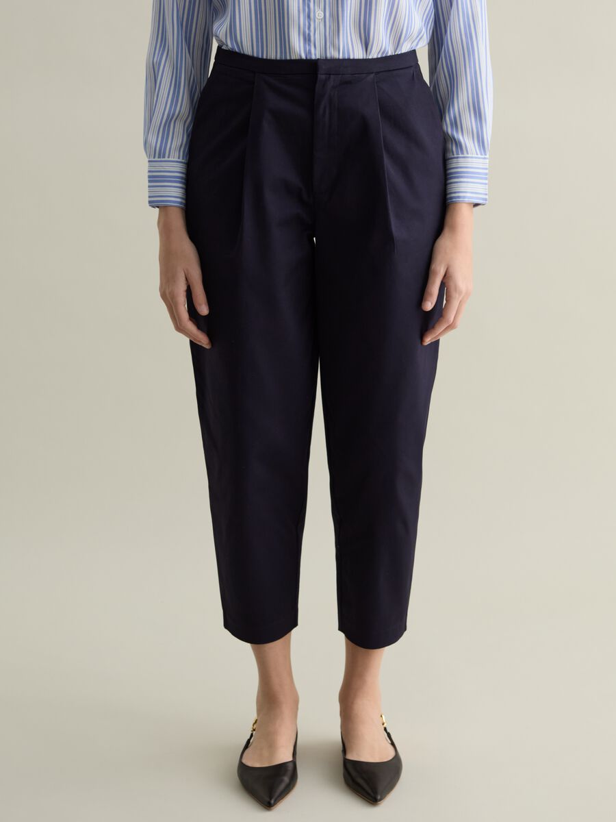 Balloon-fit trousers in stretch cotton_1