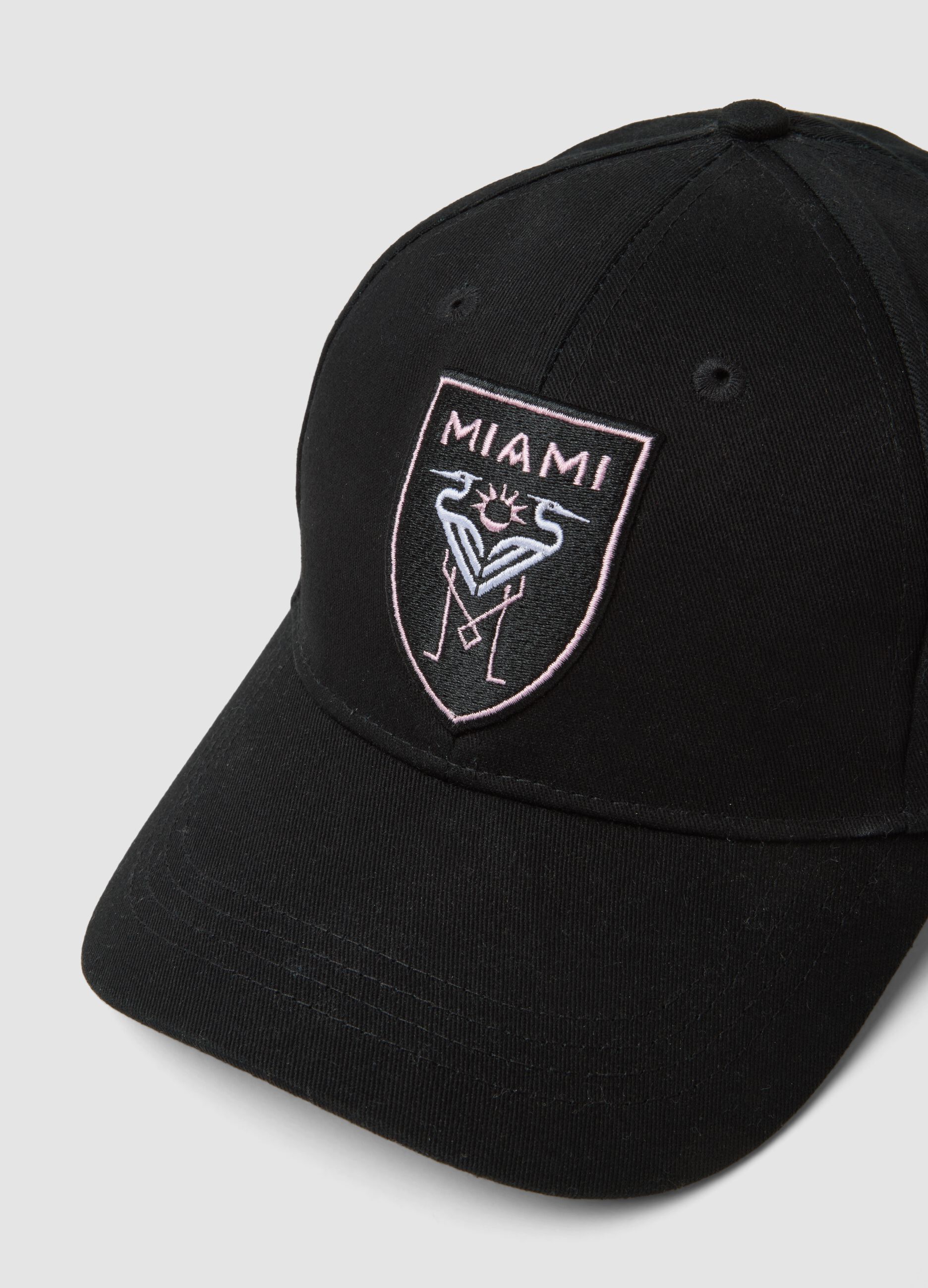 Black pure cotton cap with Inter Miami CF embroidery