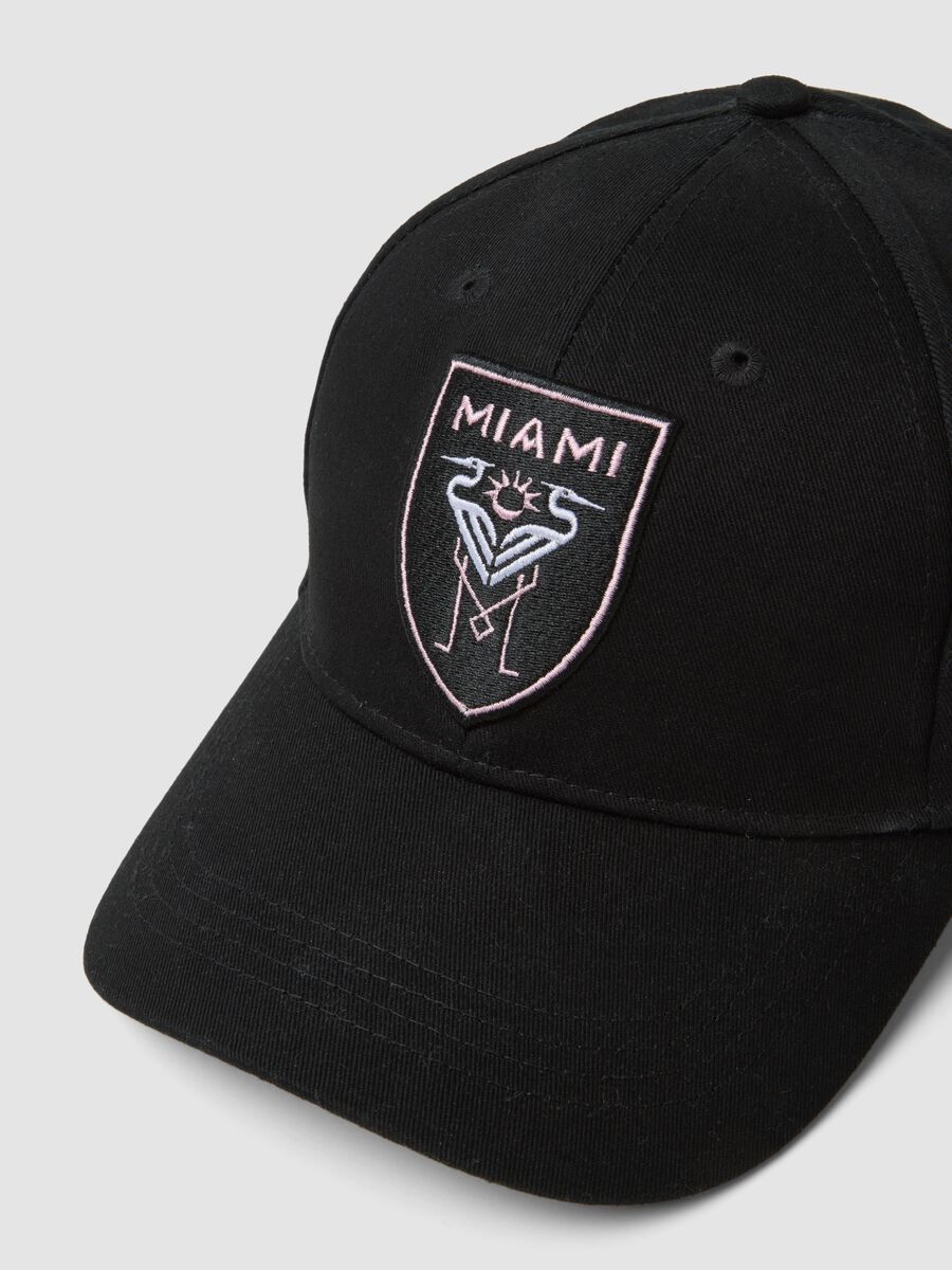 Black pure cotton cap with Inter Miami CF embroidery_2