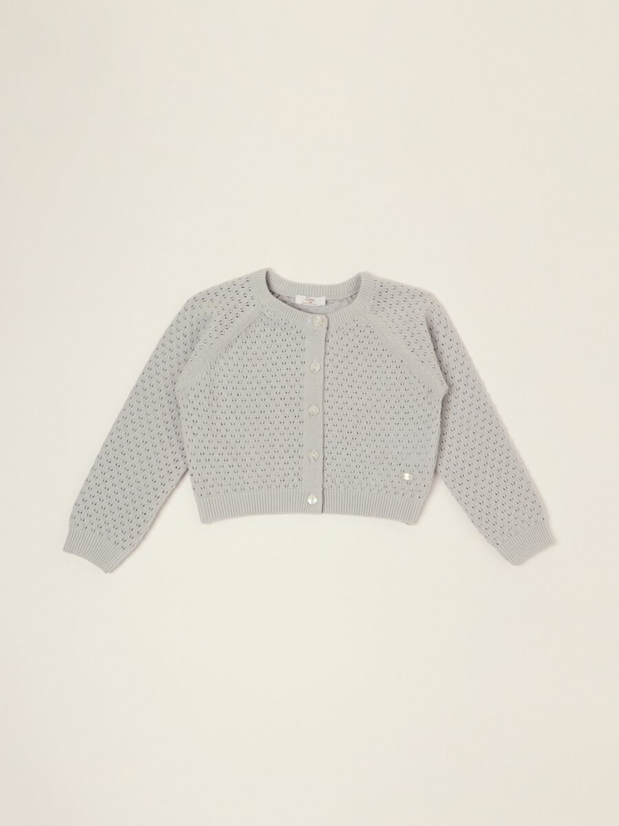 Grey pure cotton cardigan_0