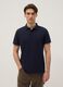 Short-sleeved blue pure cotton polo regular fit_0