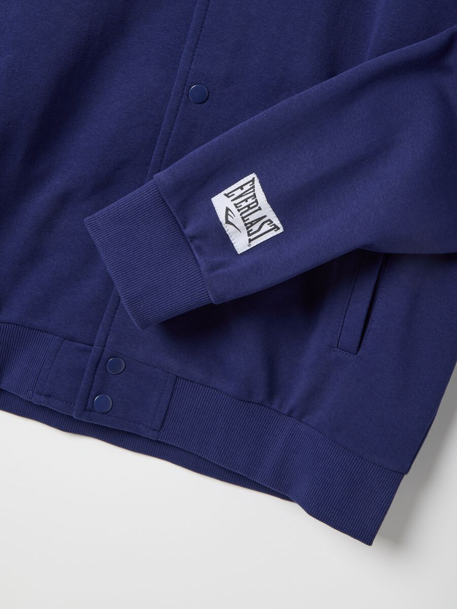 Blue cotton blend jacket regular fit with buttons and Everlast logo_5