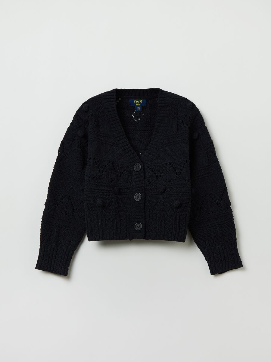 Cardigan in ciniglia con trama traforata_0