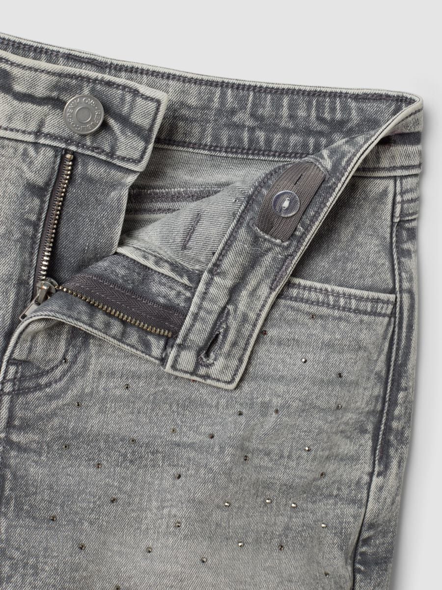 Gonna pantalone grigia in cotone elasticizzato regular fit per ragazza_5