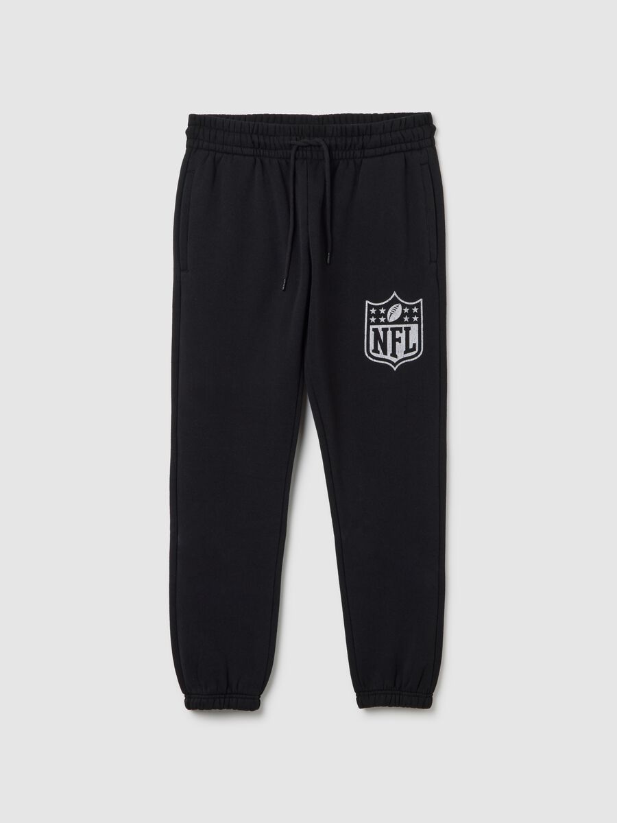 Black cotton blend joggers with NFL logo_4