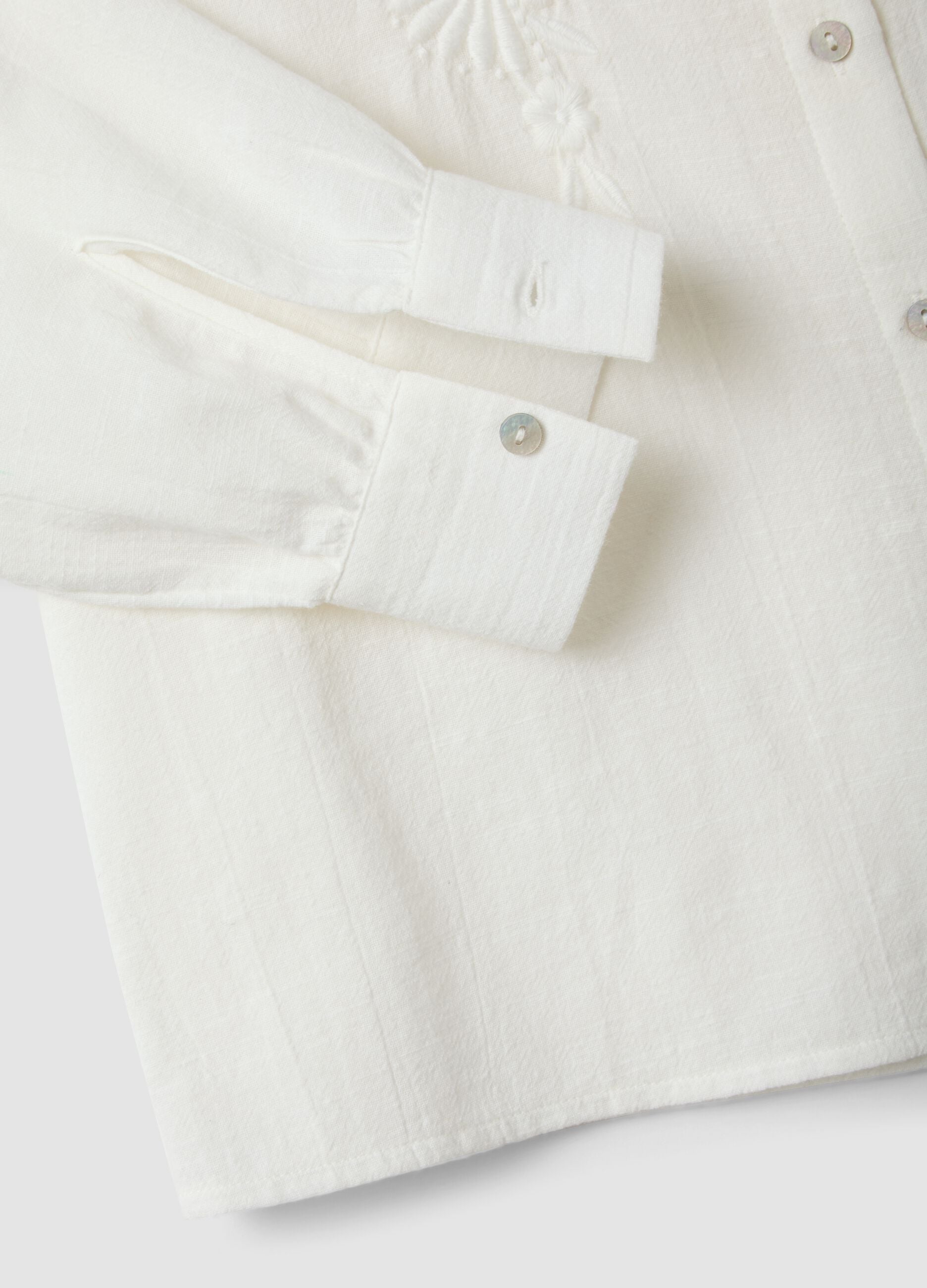 White pure cotton shirt with embroidery