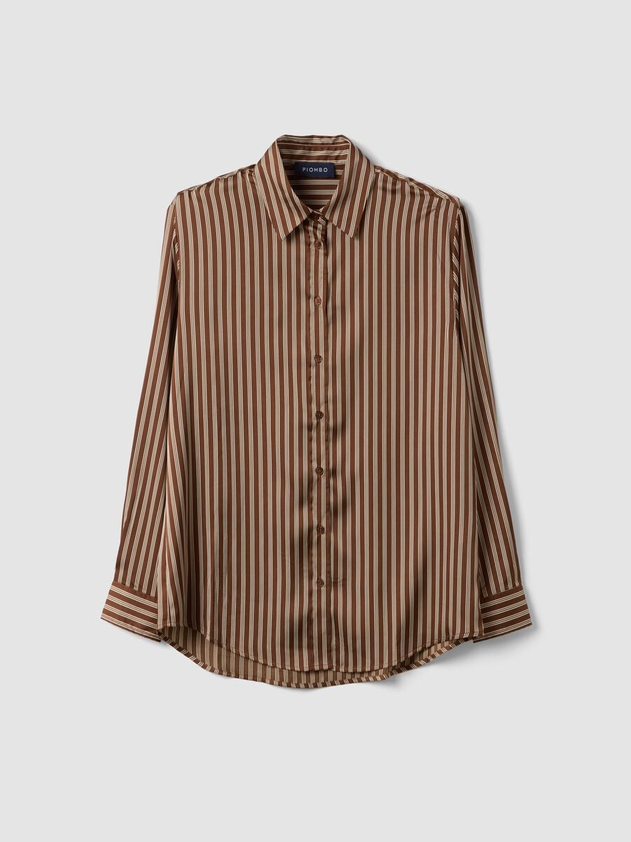 Brown striped stretch-fabric shirt, regular fit_0