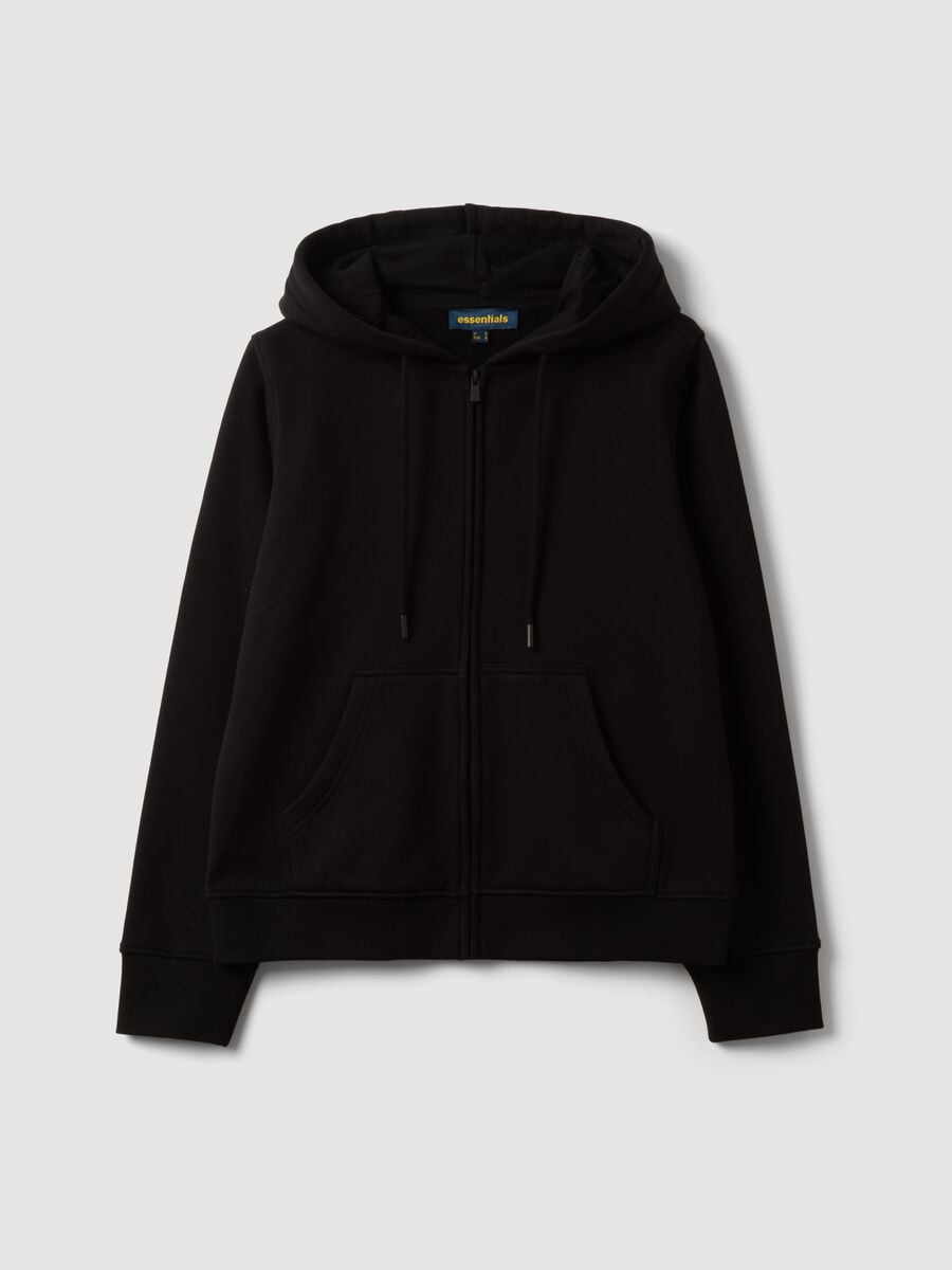 Felpa nera in misto cotone con cappuccio regular fit_4