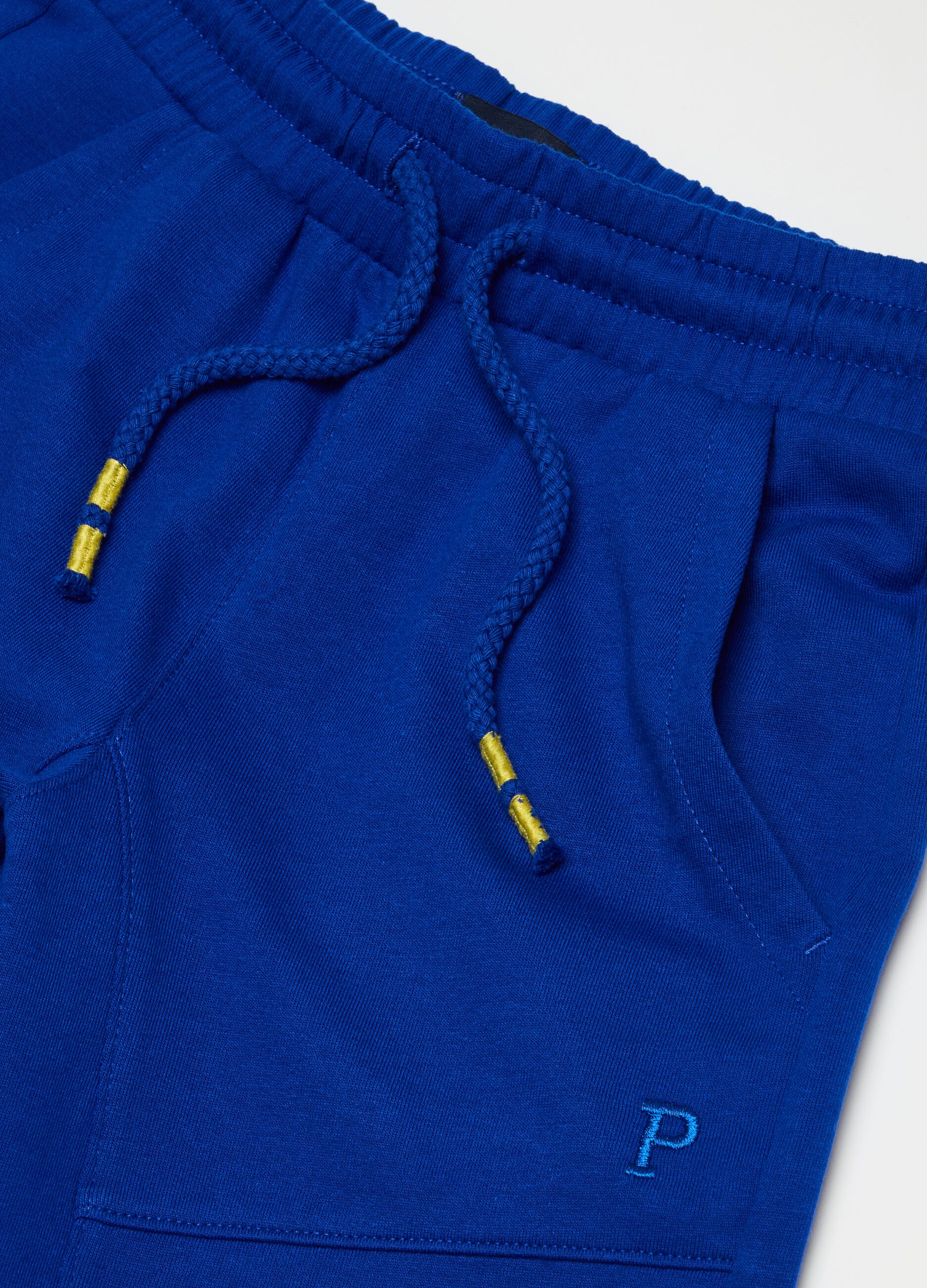 Fleece Bermuda shorts with logo embroidery and drawstring
