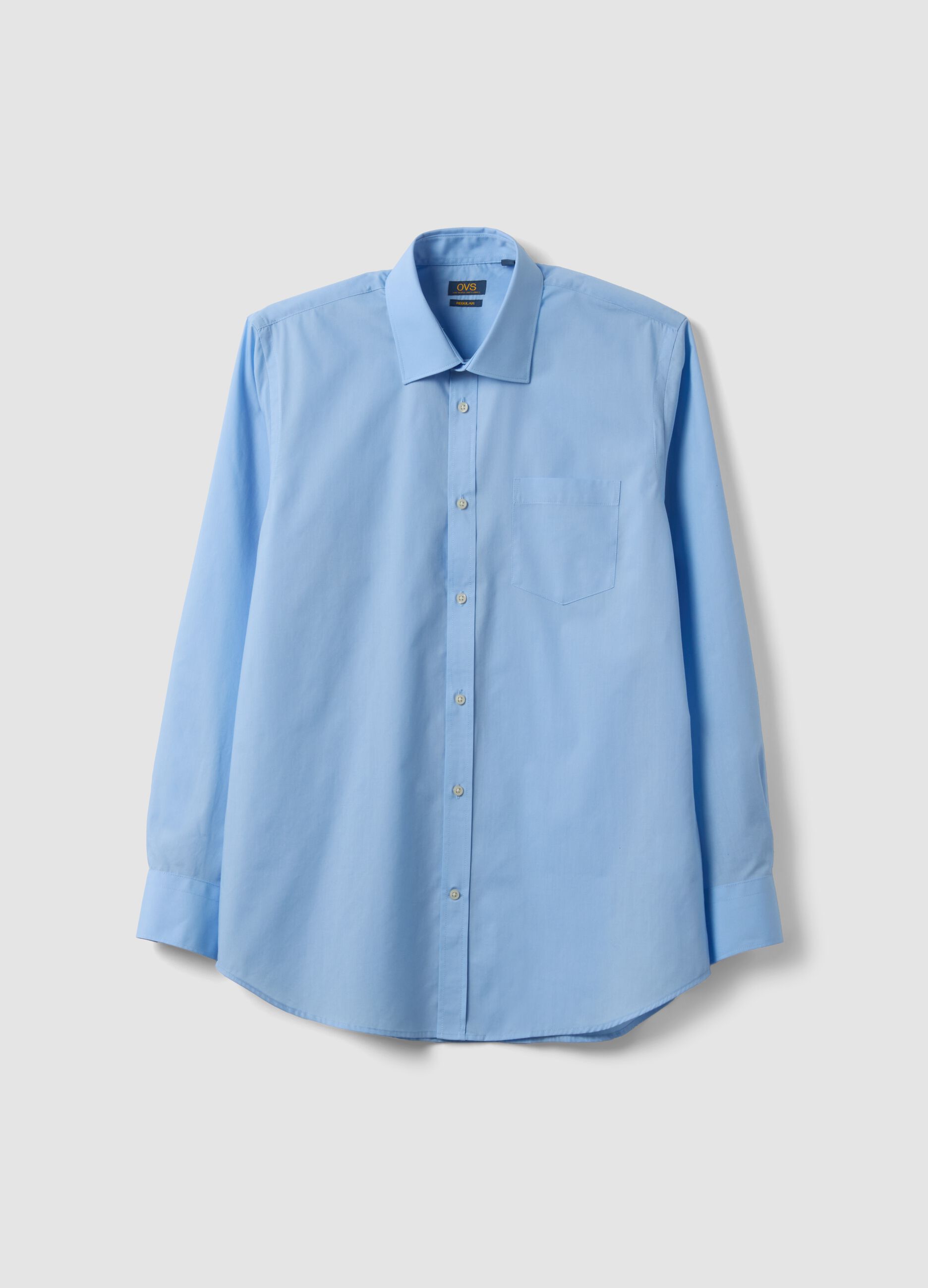 Light blue regular-fit shirt with classic collar, easy-iron