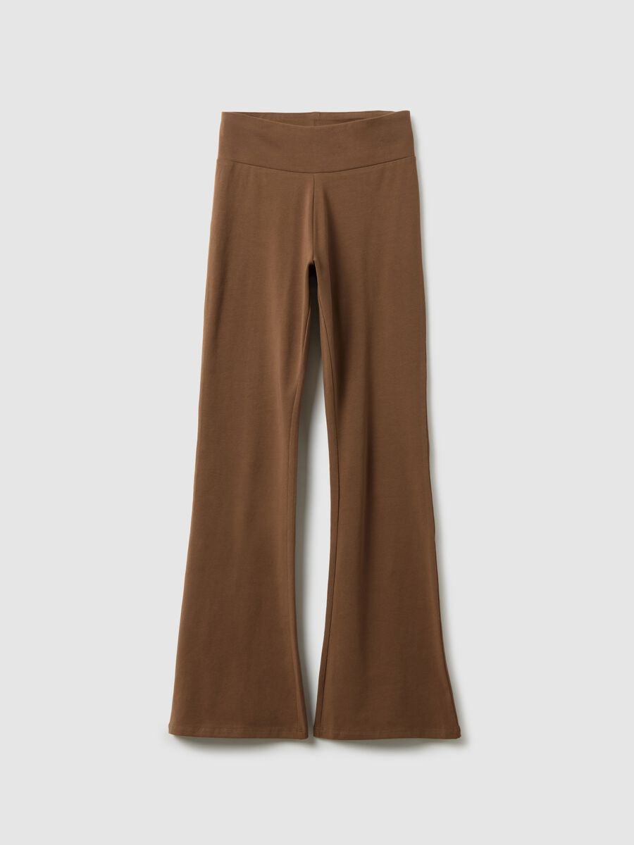 Brown flare leggings in stretch cotton_4