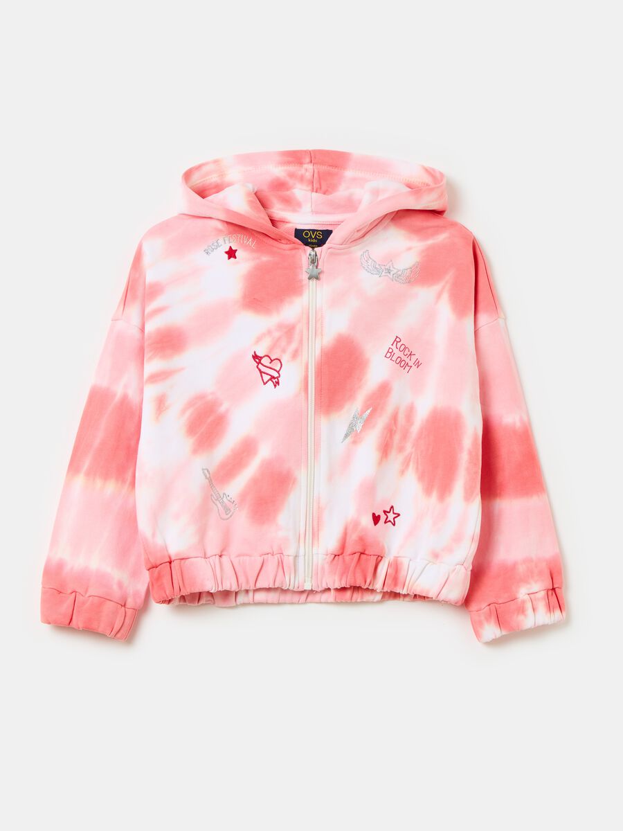 Full-zip tie-dye sweatshirt with hood_0