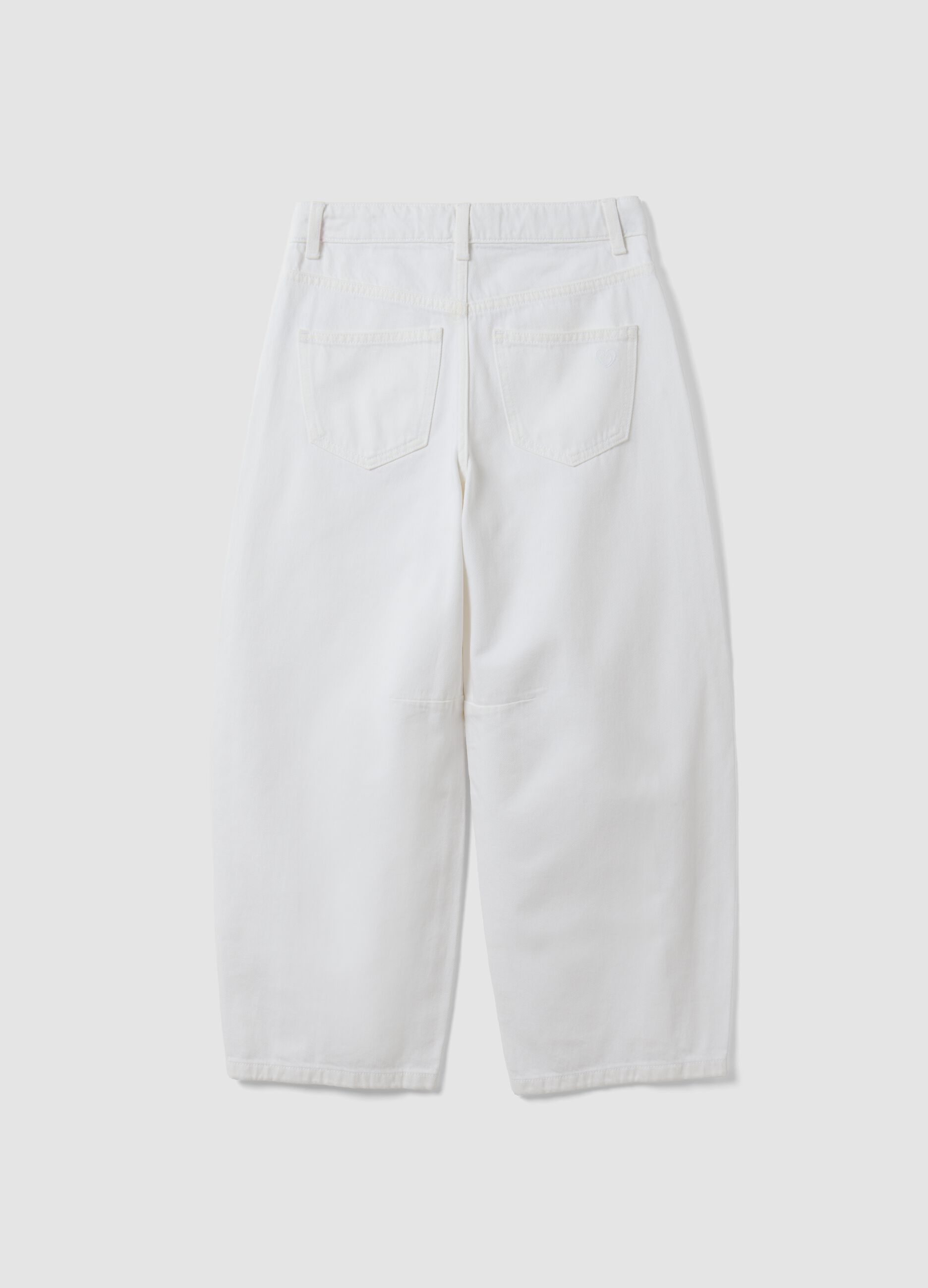 Girls&rsquo; white baggy pure cotton trousers