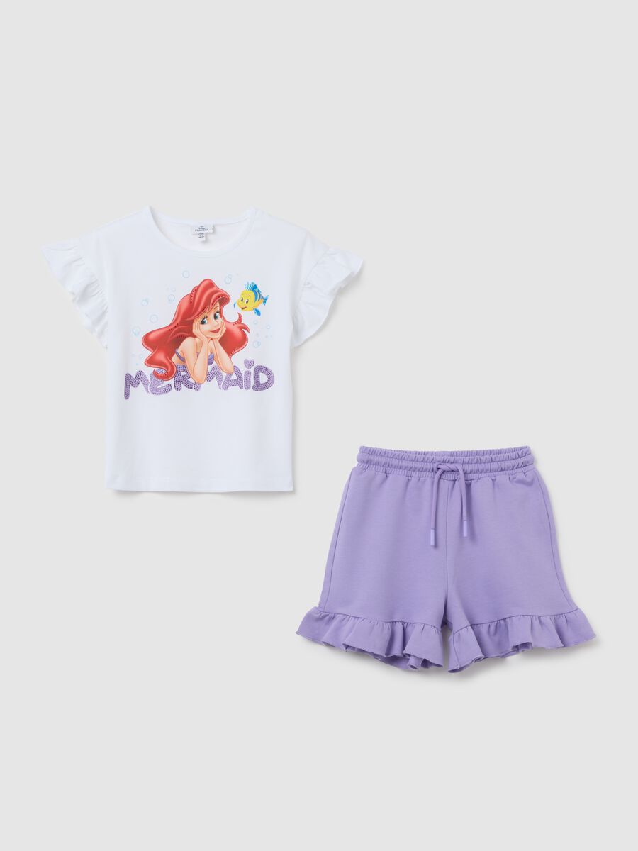 Girls' white stretch cotton outfit with Mermaid print, regular fit_0