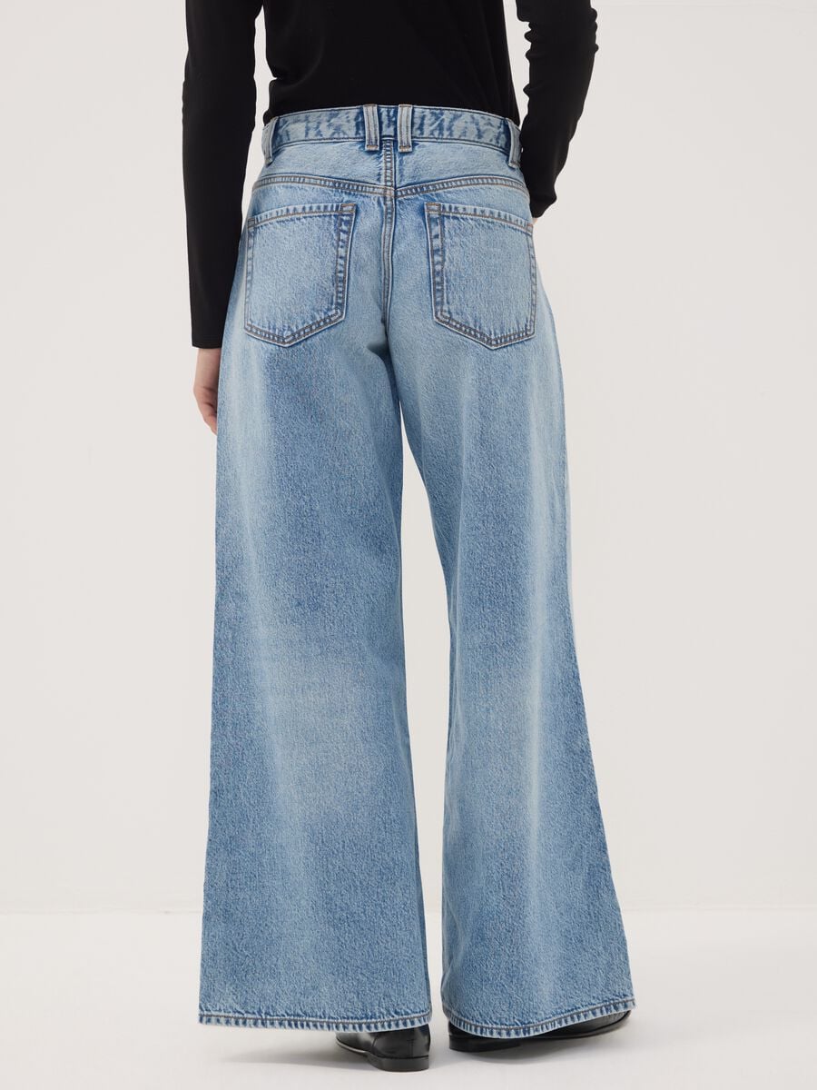 Jeans azzurri in puro cotone super wide leg_3