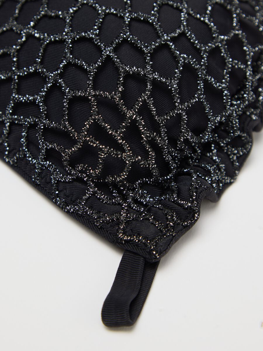 Women’s bikini top in a blend of metallic black fibre with  glitter effect_5