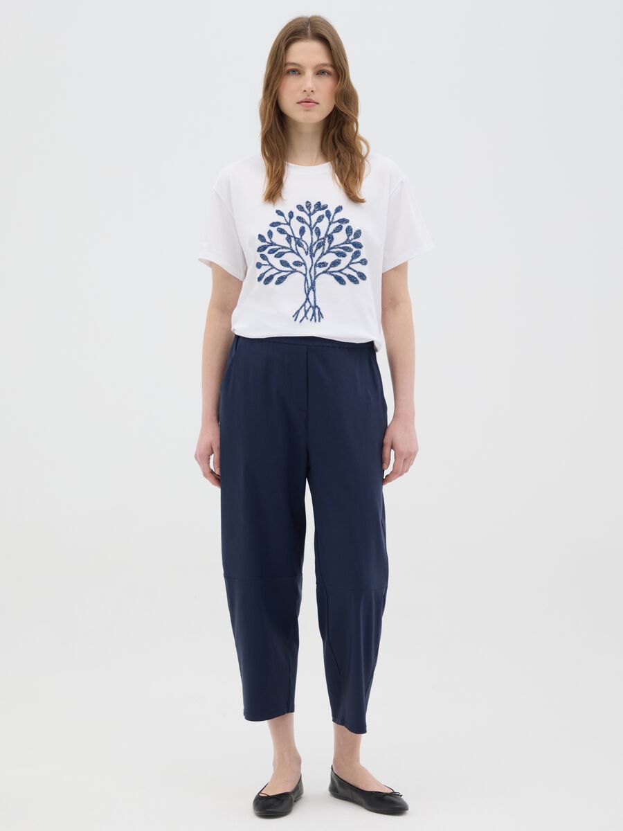 Regular fit multicolour cotton women's T-shirt with embroidered logo_1