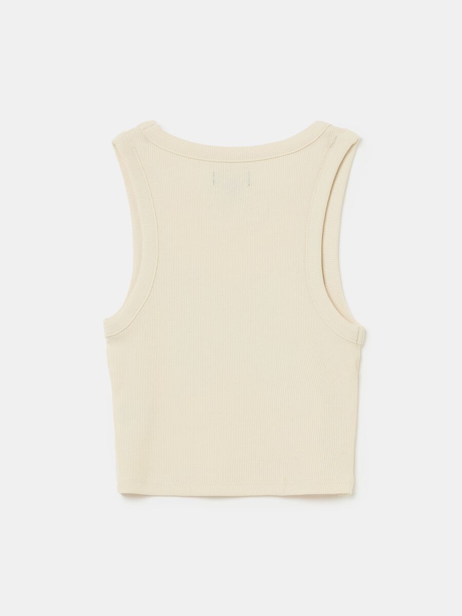Tank top a costine con stampa_1