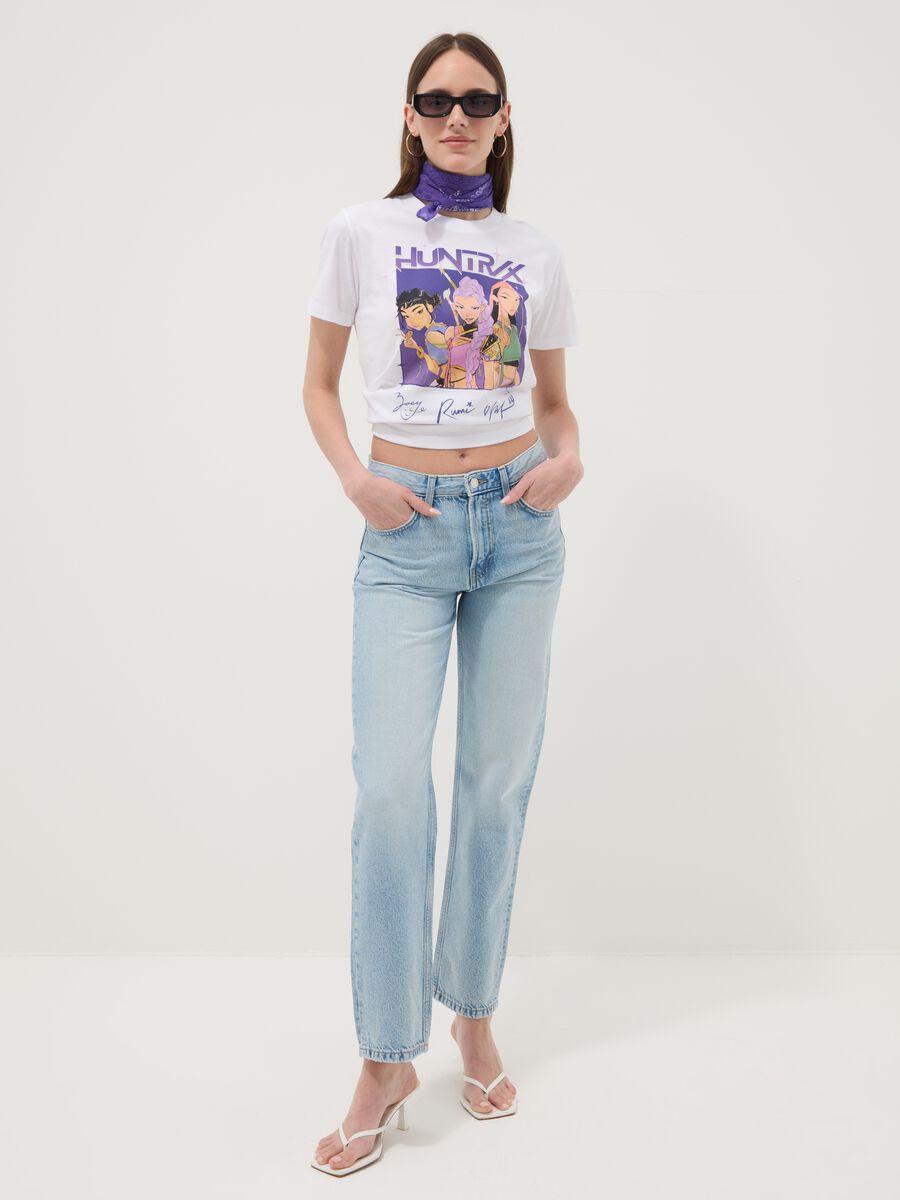 T-shirt in puro cotone bianca regular fit con stampa K-Pop Demon Hunters_2