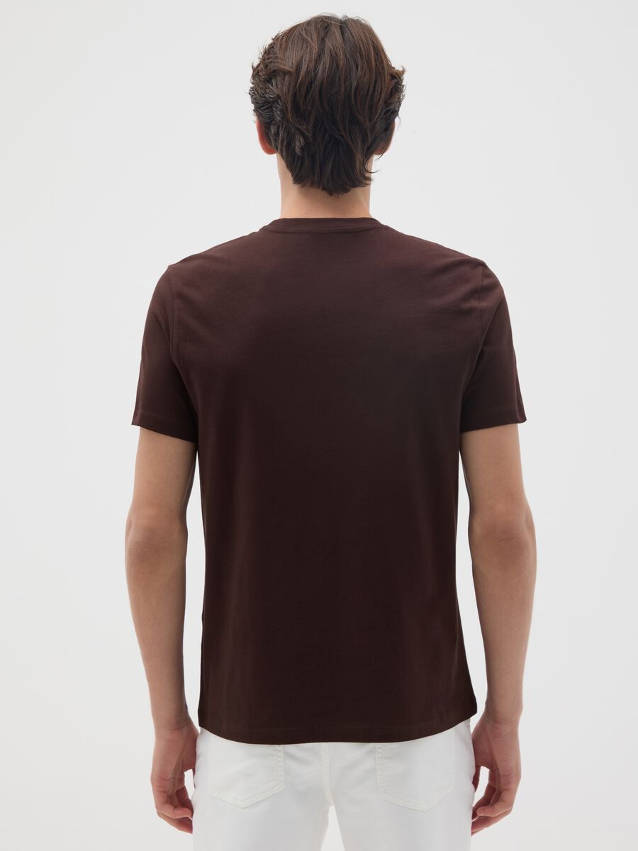 T-shirt in puro cotone marrone regular fit_2