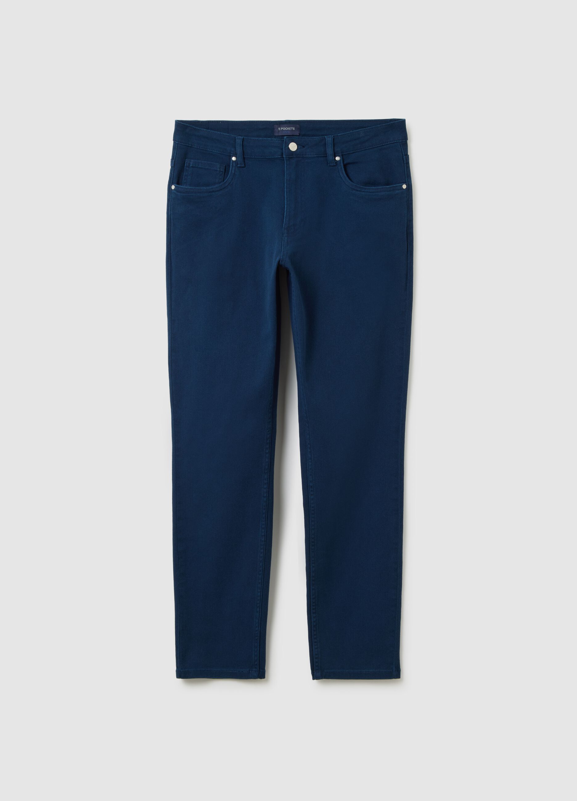 Pantaloni in cotone elasticizzato blu slim fit