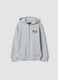 Grey cotton-blend hoodie with chest print, regular fit_0