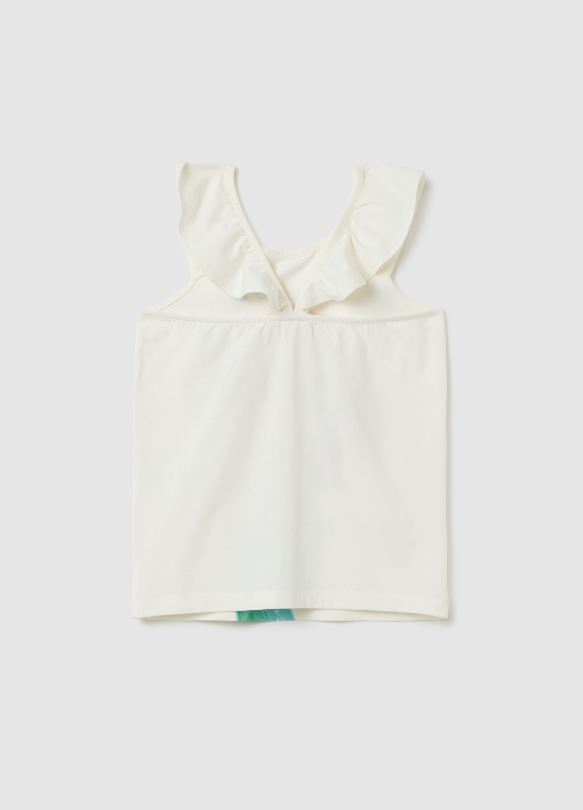 Top da bambina in cotone elasticizzato bianco con stampa Disney