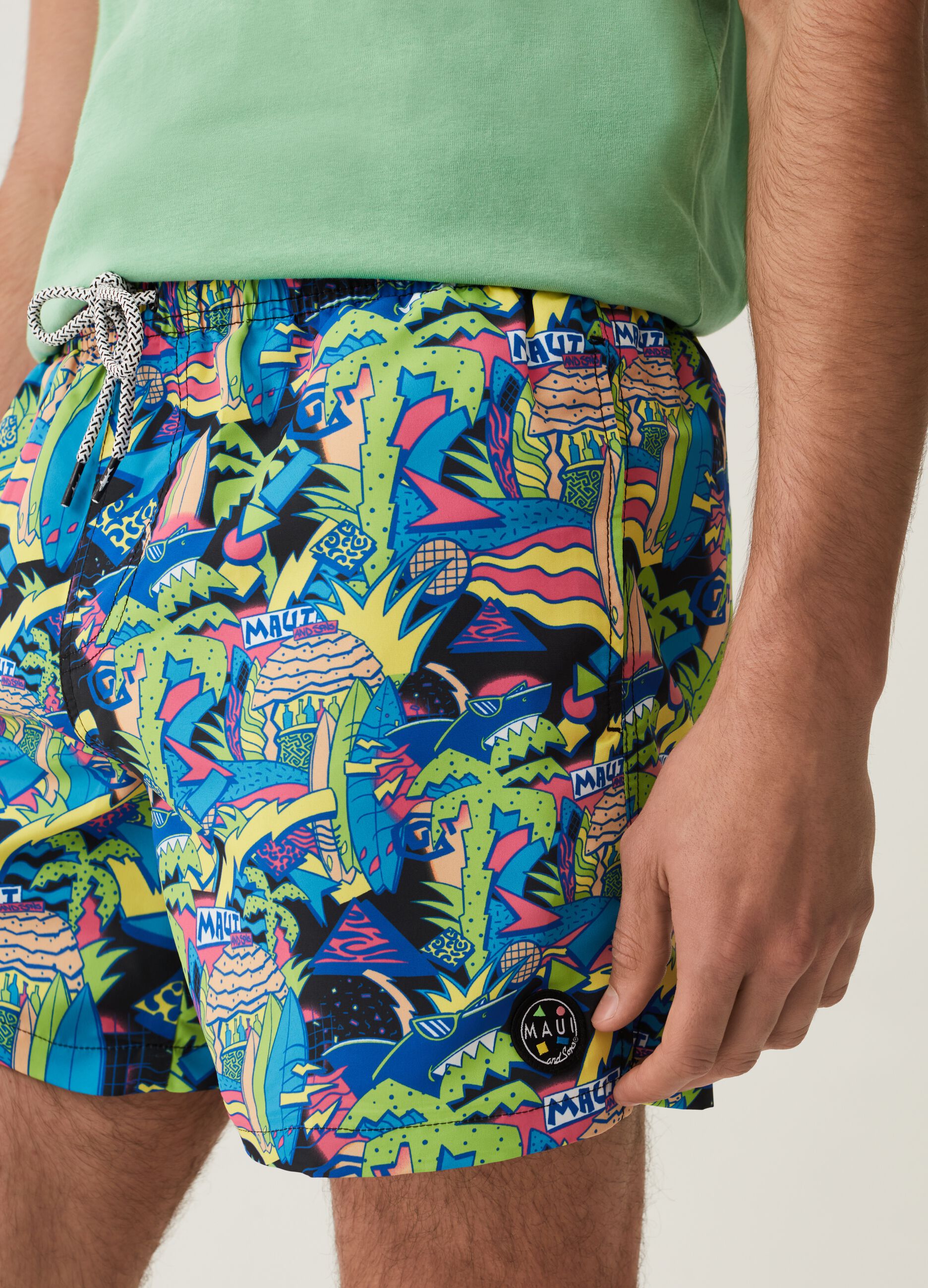Costume boxer stampa tropicale Maui and Sons