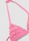 Pink triangle bikini in stretch fabric with frills_2