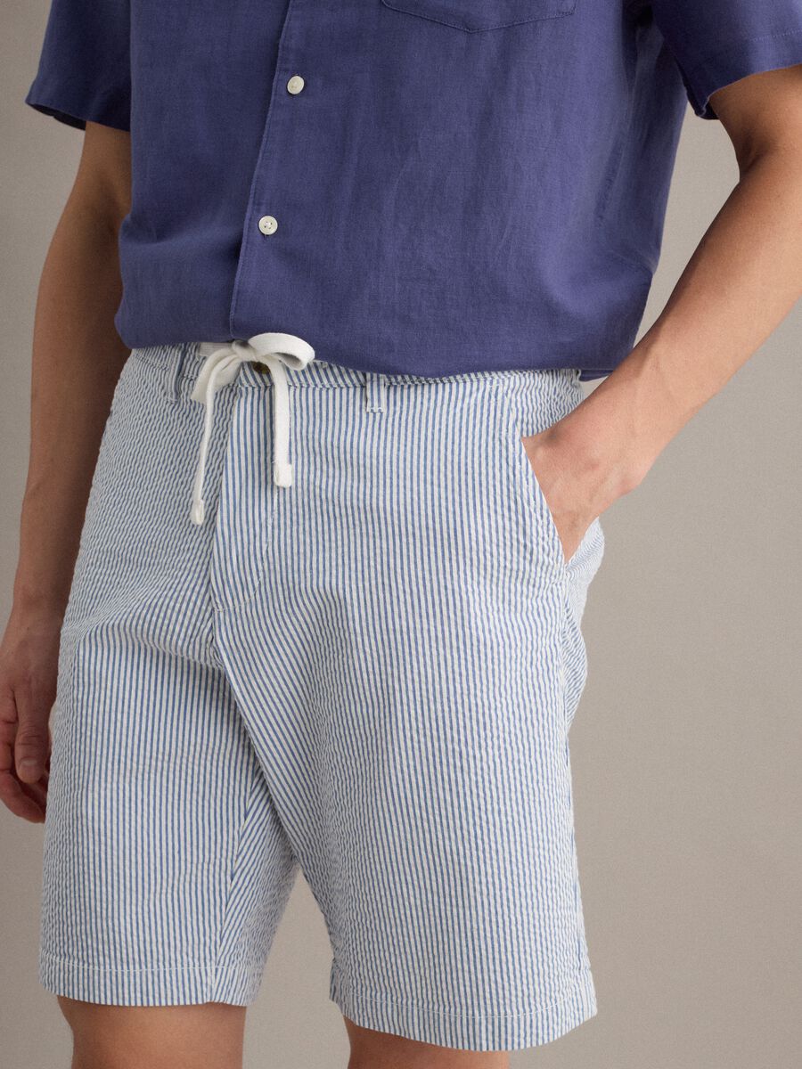 Shorts a righe multicolor in cotone elasticizzato regular fit_3