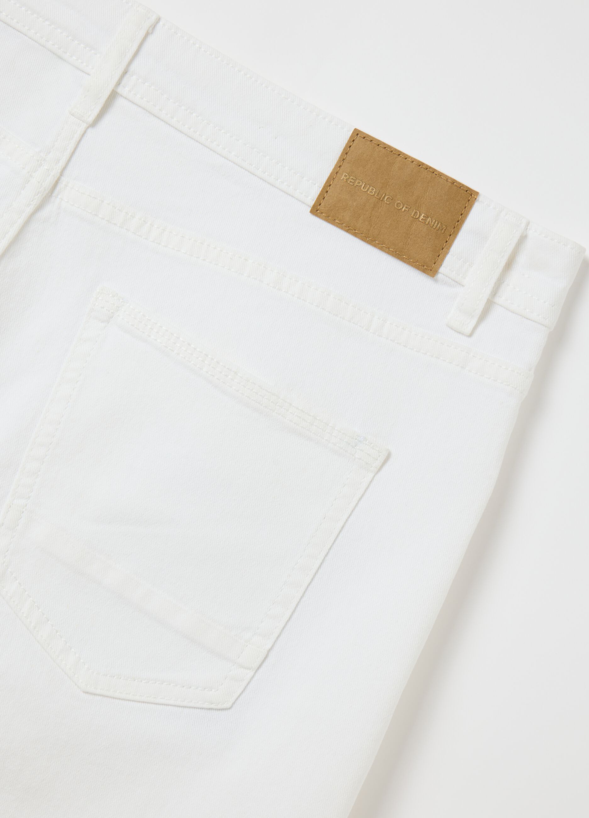 White stretch cotton denim Bermuda shorts by Ovs