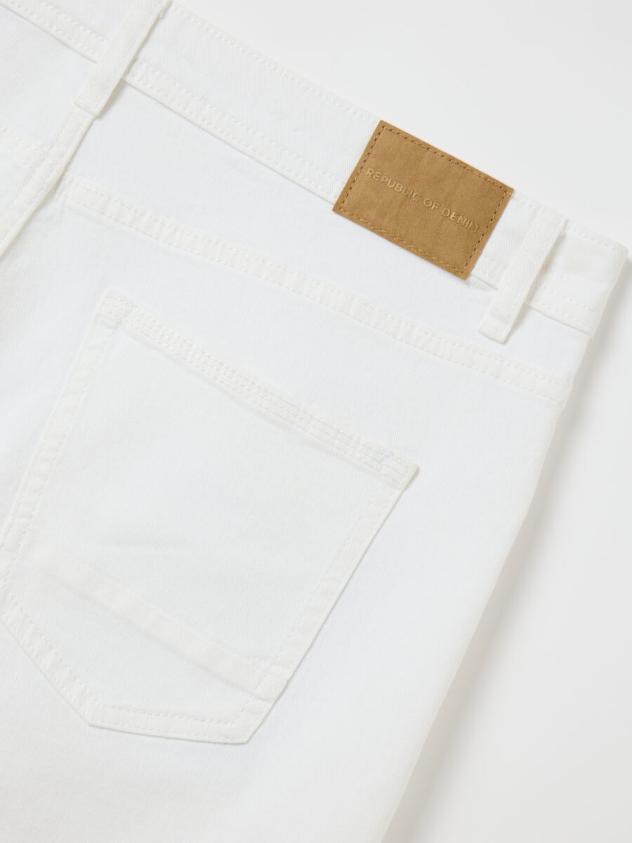 White stretch cotton denim Bermuda shorts by Ovs_5