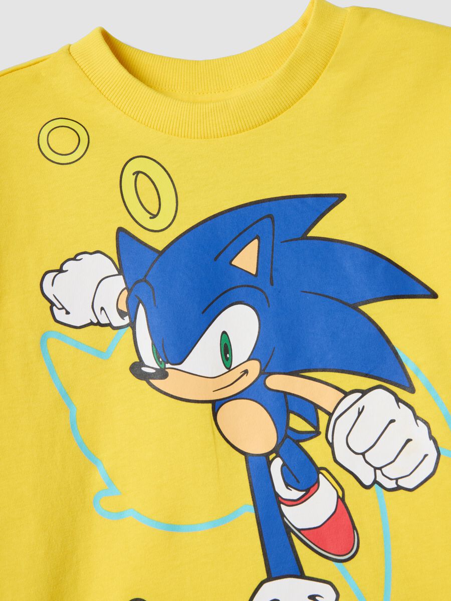 Yellow pure cotton kids' T-shirt regular fit with Sonic_2