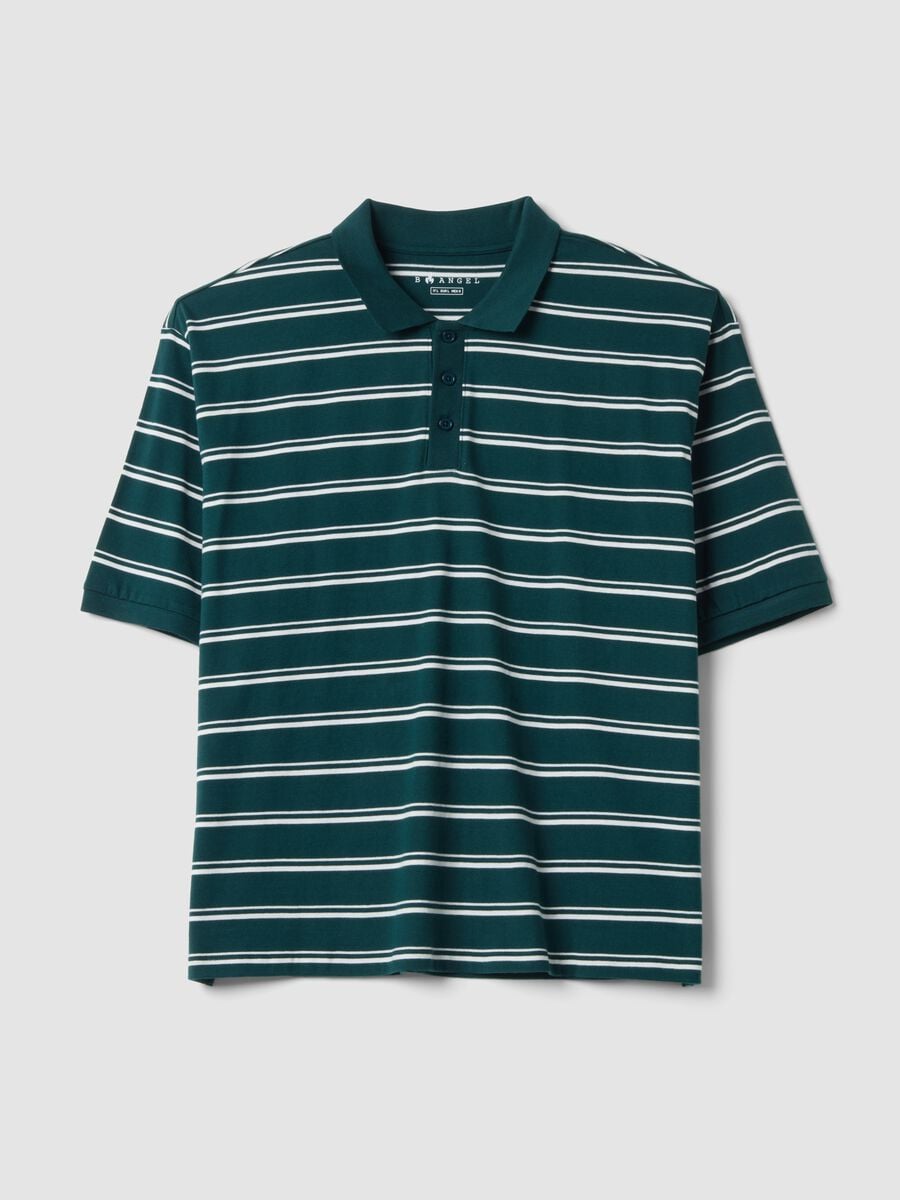 Polo verde in puro cotone a righe regular fit_0