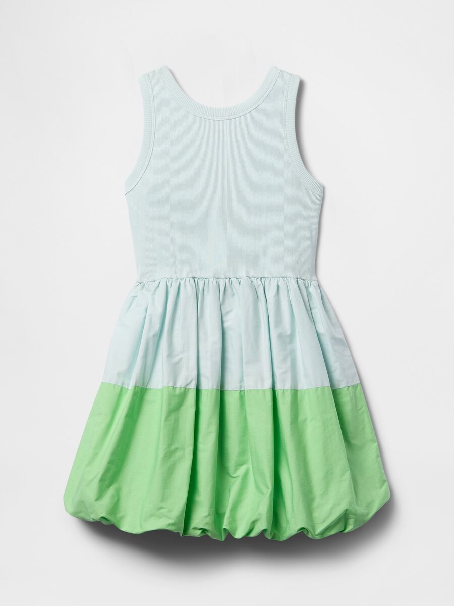 Green and blue sleeveless cotton dress_2