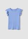 Sky blue slim fit pure cotton T-shirt with ruffles_4
