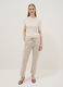 Beige stretch cotton paper bag trousers regular fit_0