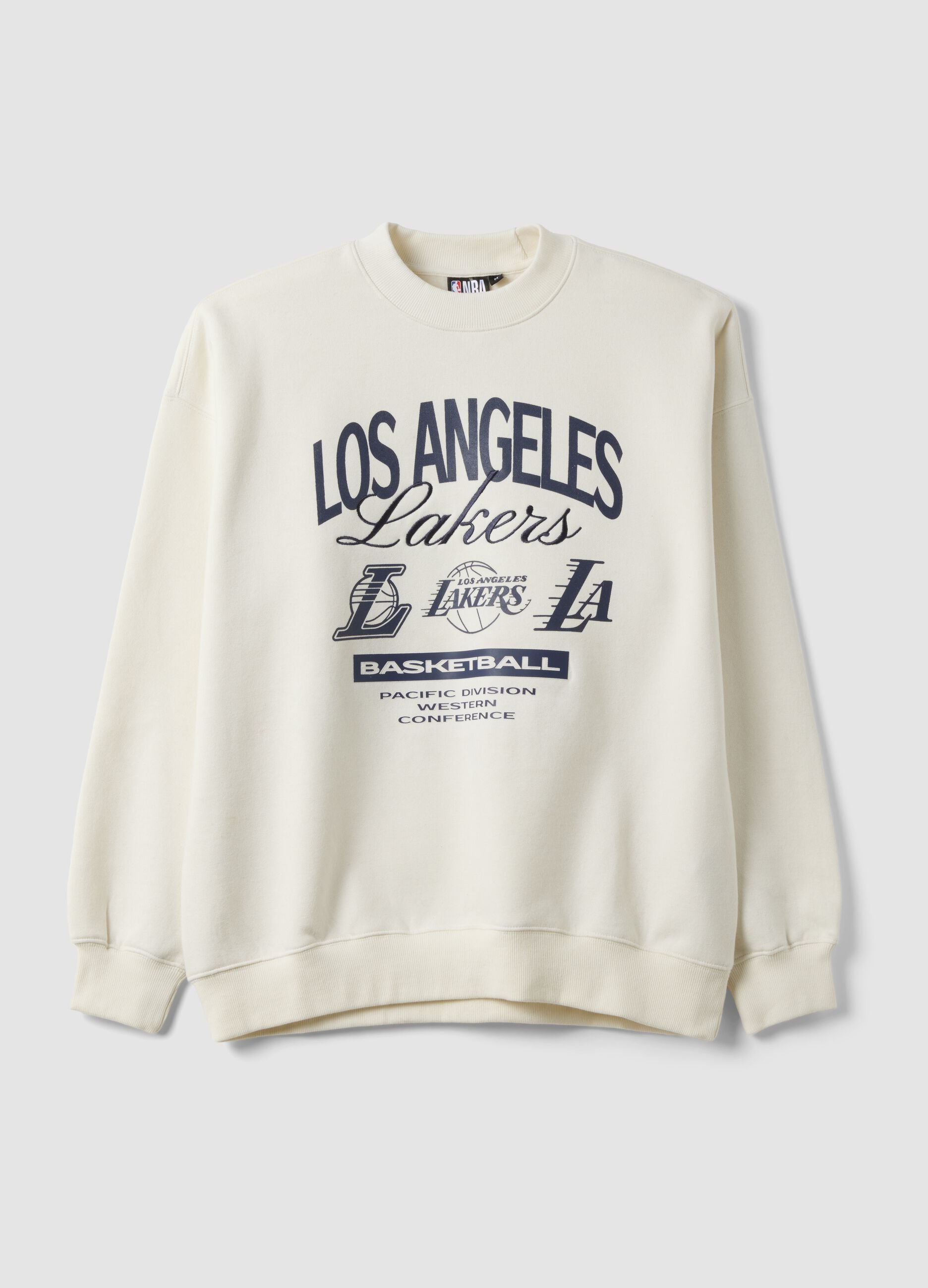White cotton-blend sweatshirt with Lakers print