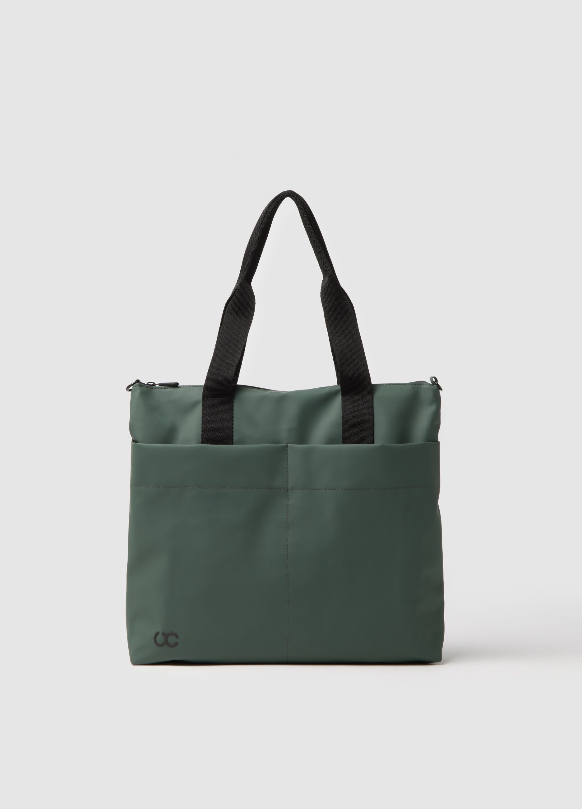 Green tote bag with pockets