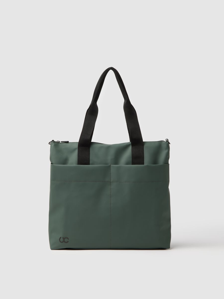Green tote bag with pockets_0