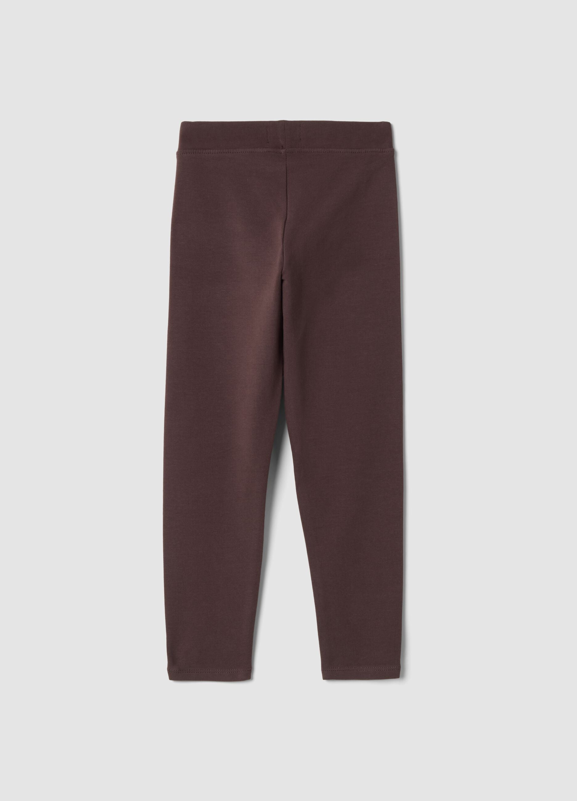 Leggings marroni in cotone organico elasticizzato skinny fit