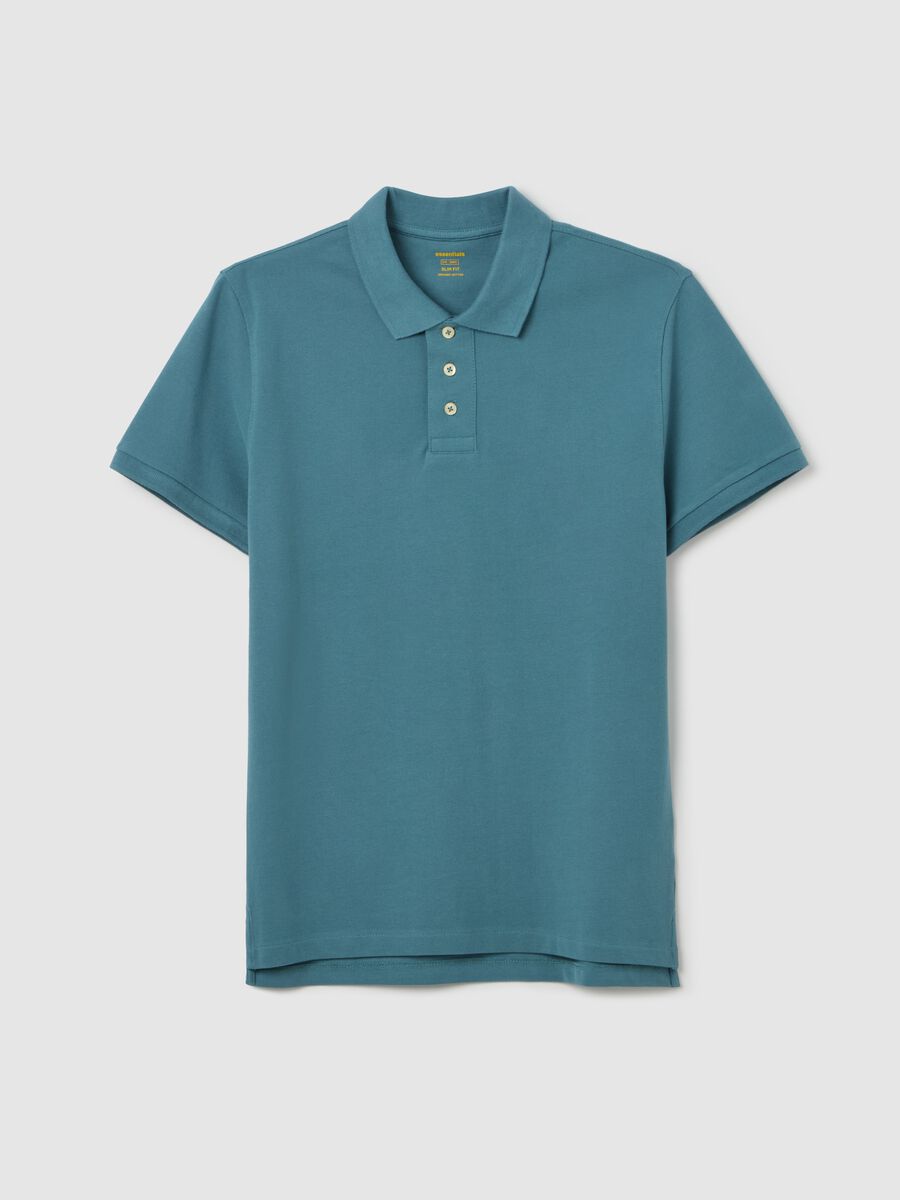 Slim Blue Cotton Polo_4