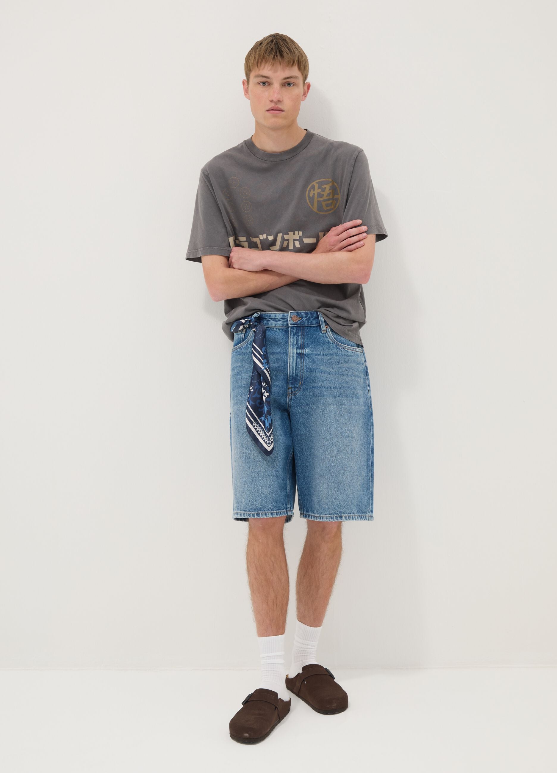 Grey short-sleeve pure cotton T-shirt