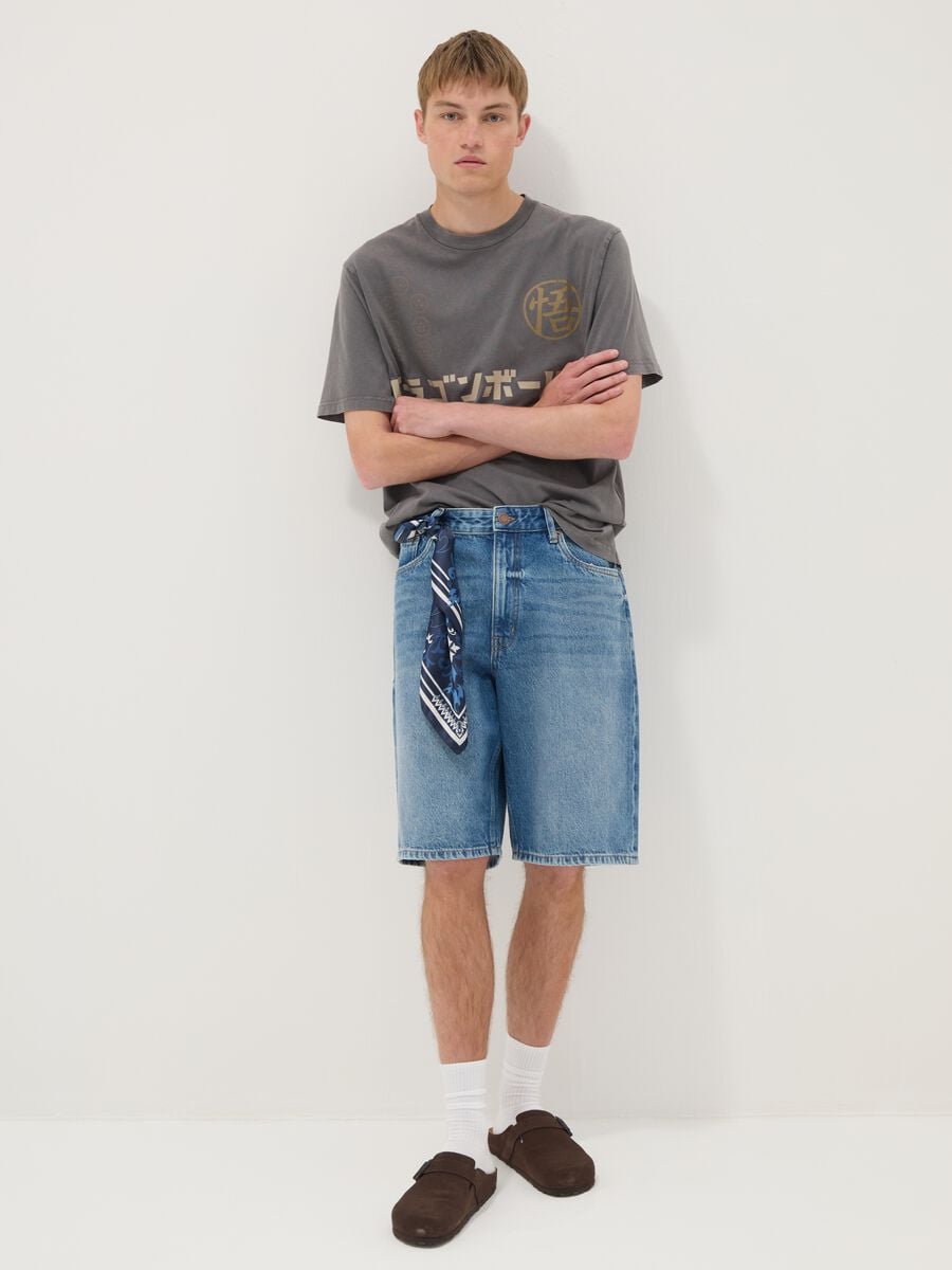 T-shirt grigia in puro cotone a maniche corte_1