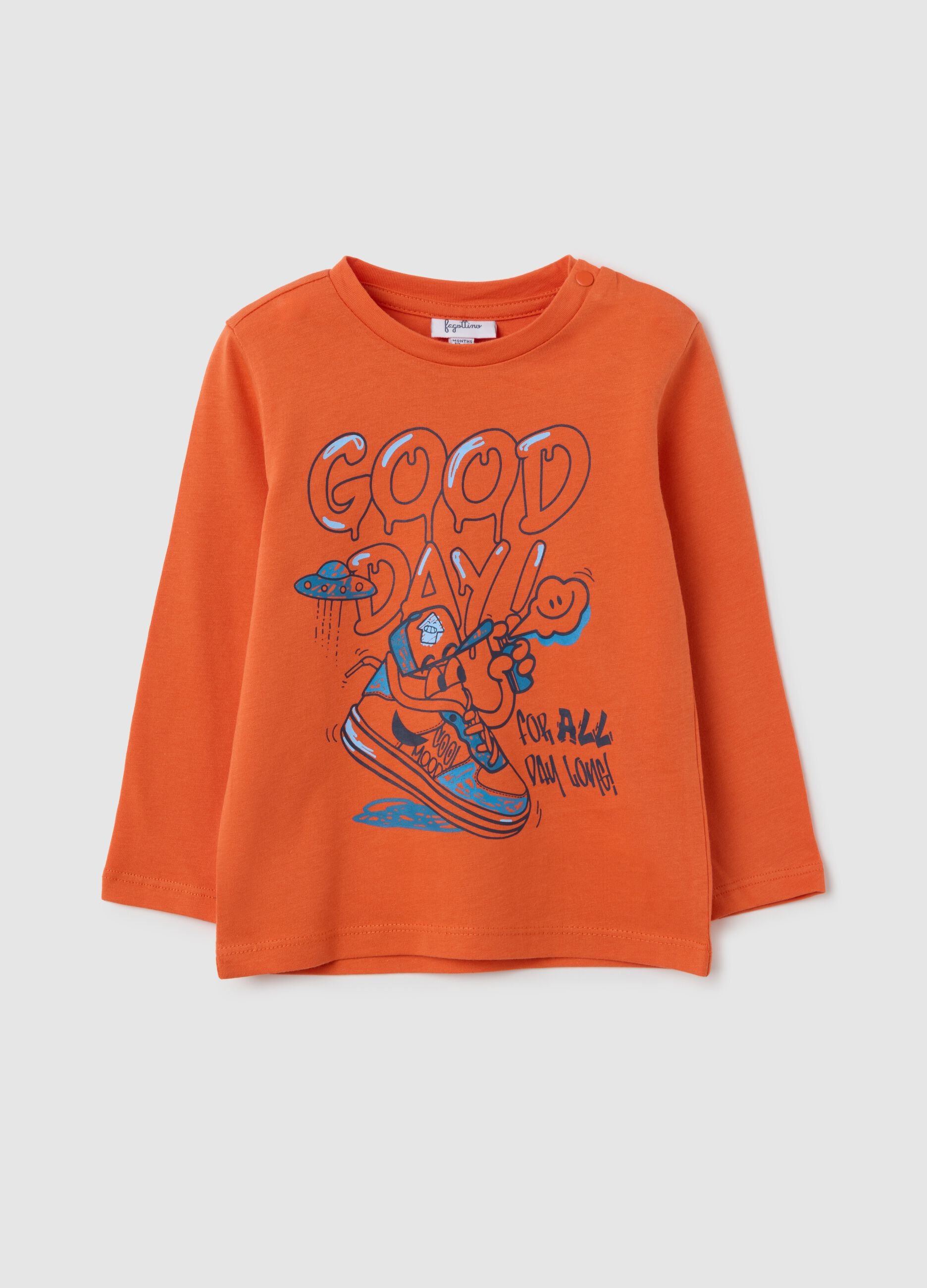Orange regular fit pure cotton children's jumper