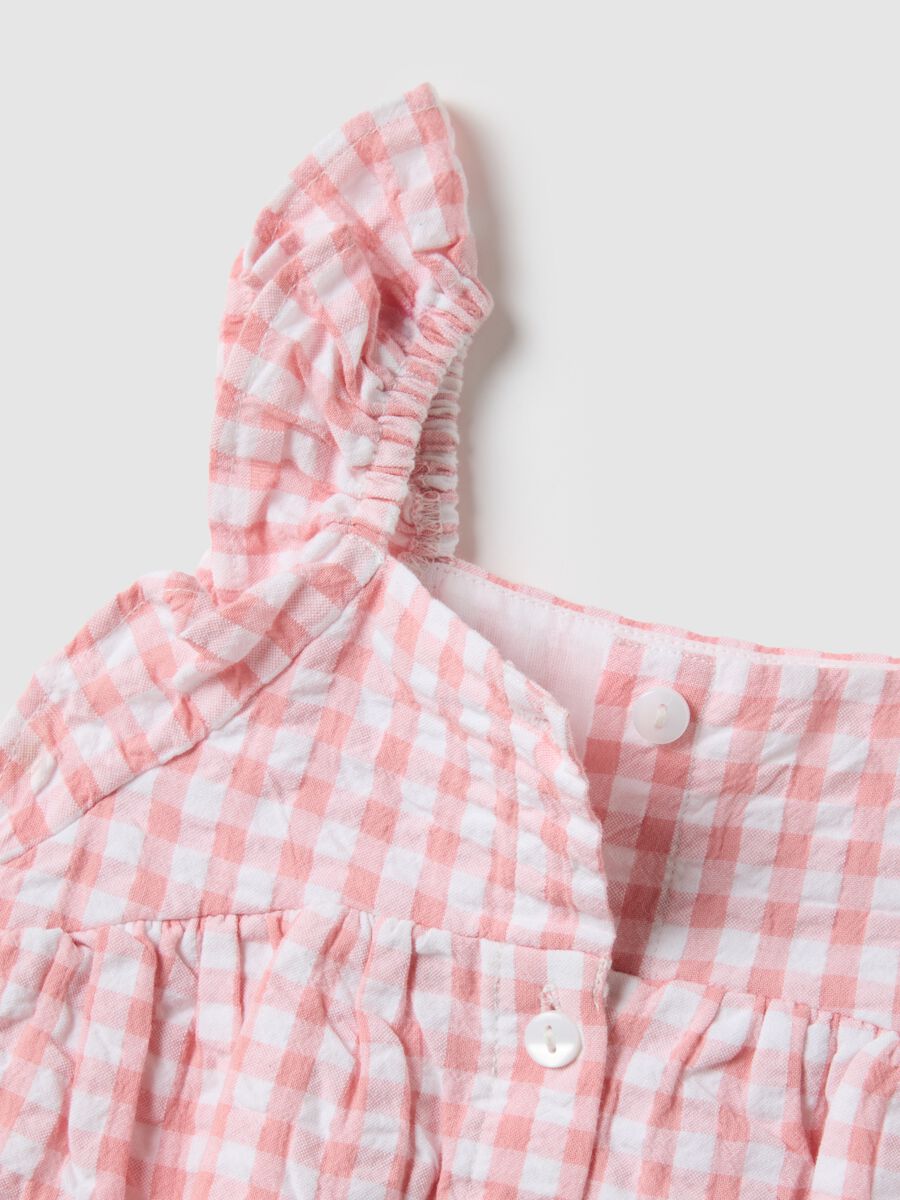 Vestito in puro cotone a quadri multicolor da neonata regular fit_3