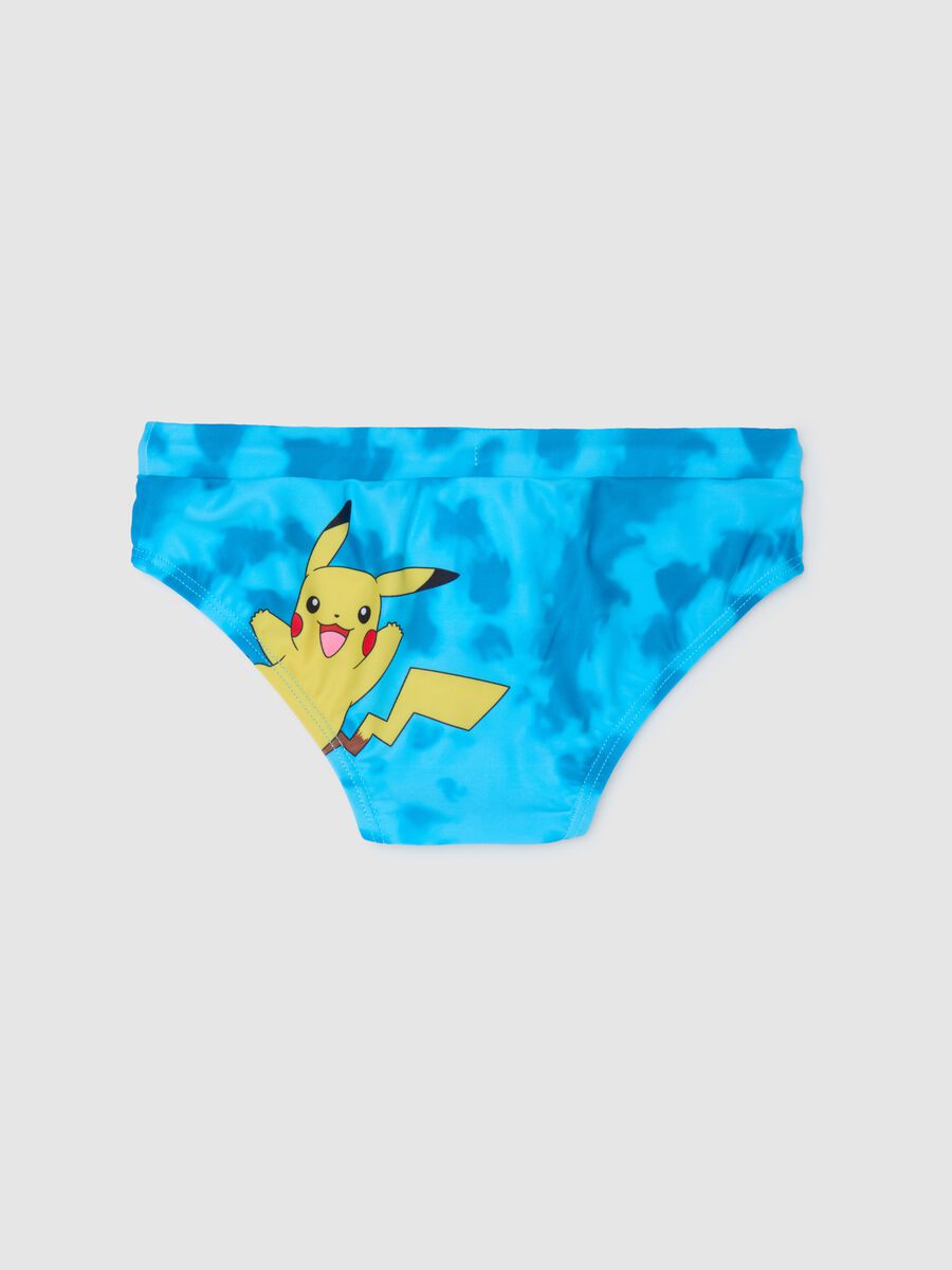 Boys’ light blue swim briefs in stretch fabric with Pikachu print_1