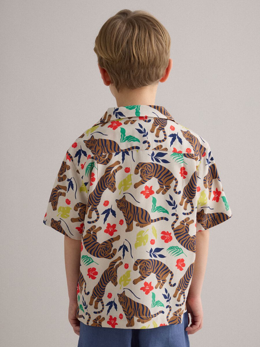 Boys&rsquo; multicolour pure viscose regular-fit shirt with prints_1
